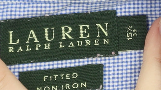 Lauren Ralph Lauren Men's Blue Fitted Non-Iron Cotton Dress Shirt 15.5 39