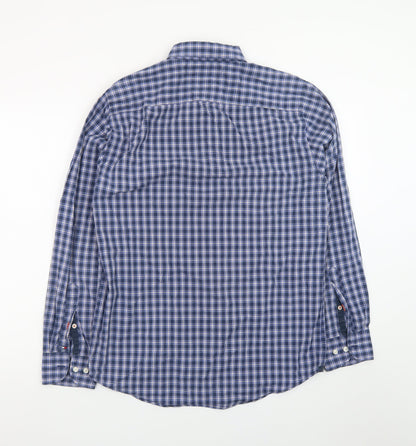 Tommy Hilfiger Men's Blue Check Button-Down Long Sleeve Shirt M