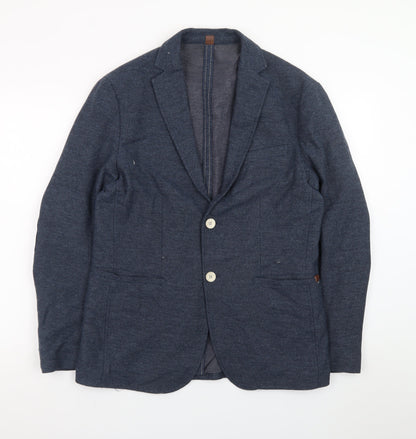 Zara Men’s Blue Slim Fit Herringbone Cotton Blazer Size 38
