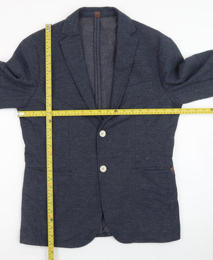 Zara Men’s Blue Slim Fit Herringbone Cotton Blazer Size 38