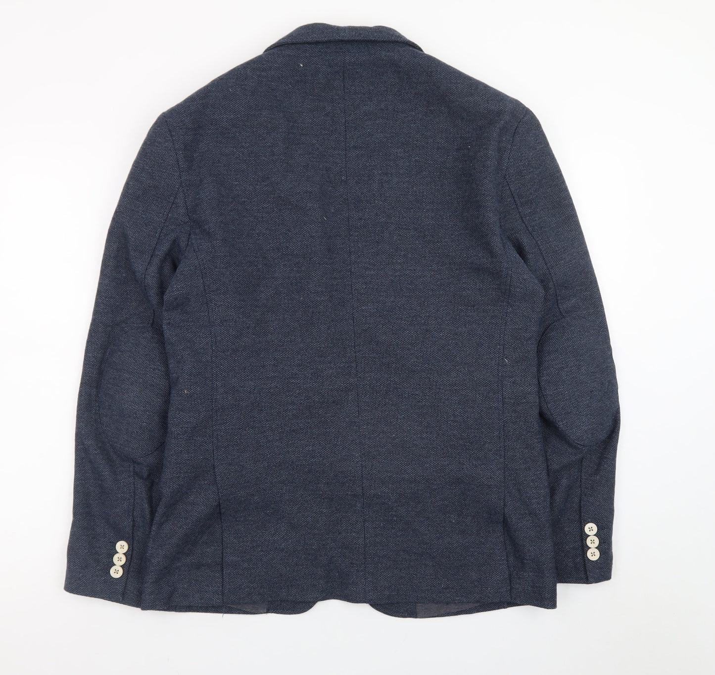 Zara Men’s Blue Slim Fit Herringbone Cotton Blazer Size 38