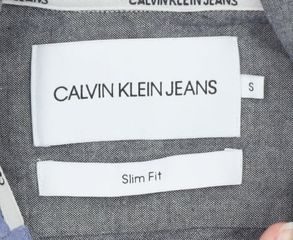 Calvin Klein Jeans Men's Grey Slim Fit Long Sleeve Button-Up Shirt S