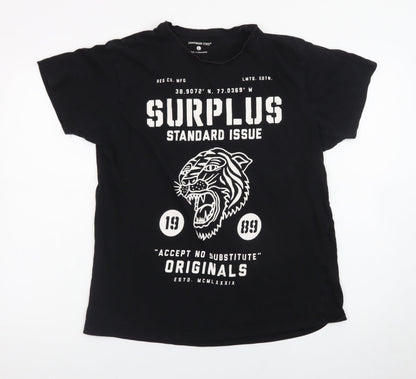 Cedarwood State Men's Black Tiger Graphic Crew Neck T-Shirt Size L