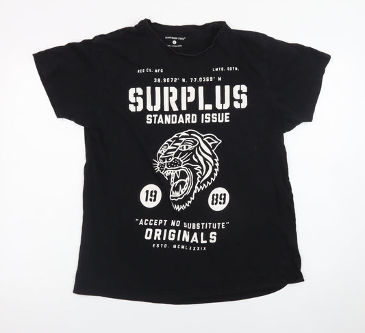 Cedarwood State Men's Black Tiger Graphic Crew Neck T-Shirt Size L
