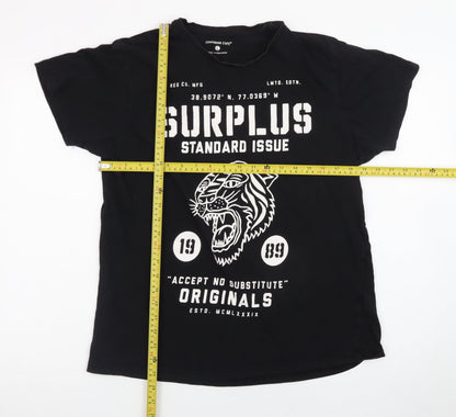 Cedarwood State Men's Black Tiger Graphic Crew Neck T-Shirt Size L