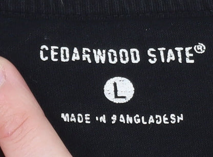 Cedarwood State Men's Black Tiger Graphic Crew Neck T-Shirt Size L