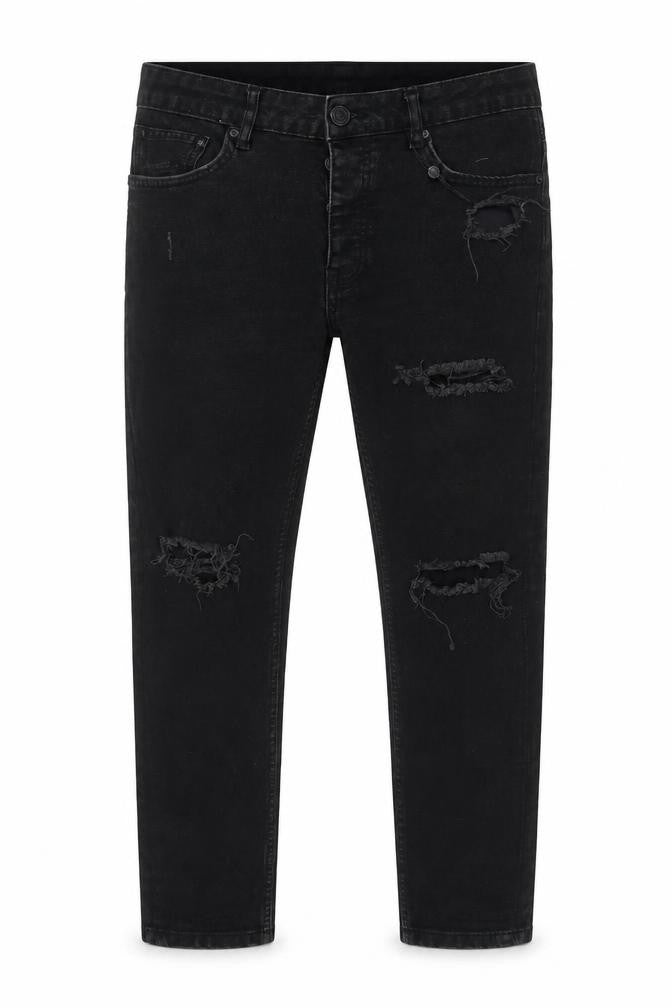 Denim Co. Men's Black Skinny Distressed Jeans 32W 30L