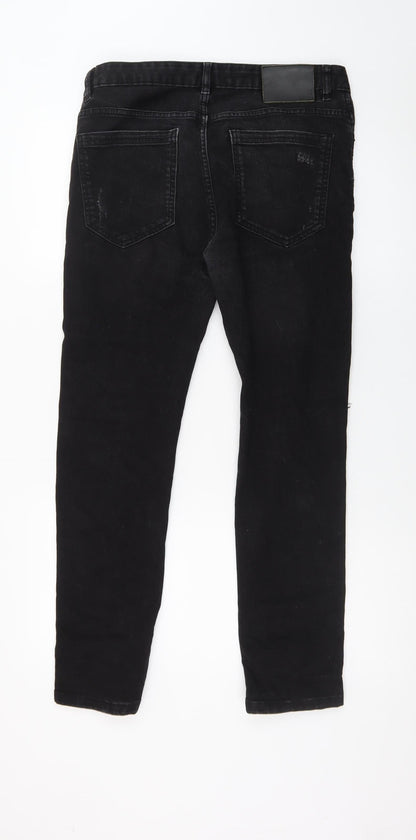 Denim Co. Men's Black Skinny Distressed Jeans 32W 30L