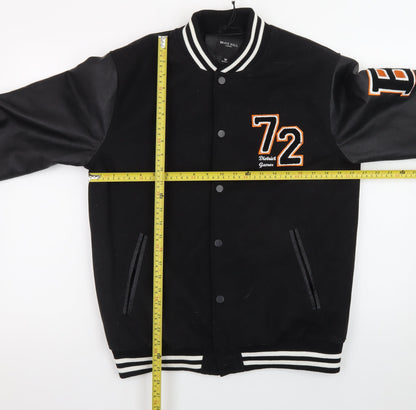 Brave Soul Men’s Black Varsity Jacket Medium Polyester Blend