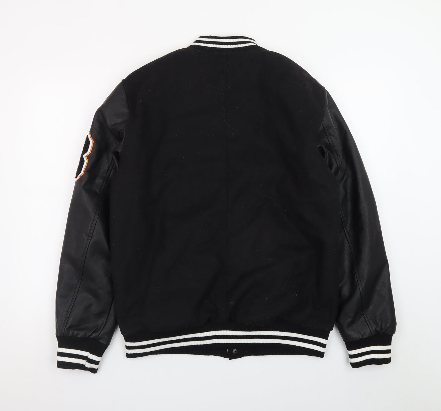 Brave Soul Men’s Black Varsity Jacket Medium Polyester Blend