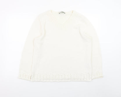 Róisín McCarthy Women’s Ivory V-Neck Knit Pullover Jumper L