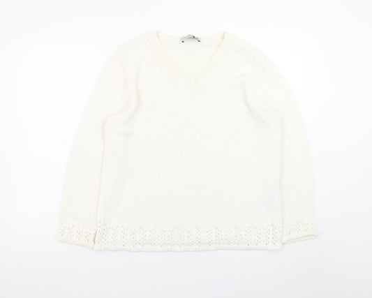 Róisín McCarthy Women’s Ivory V-Neck Knit Pullover Jumper L