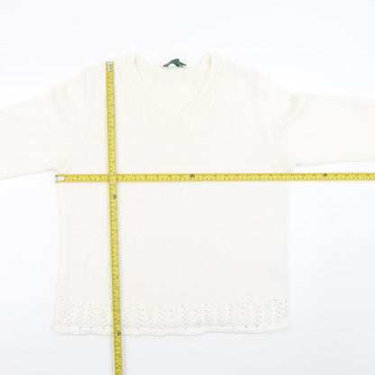 Róisín McCarthy Women’s Ivory V-Neck Knit Pullover Jumper L