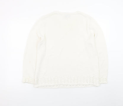 Róisín McCarthy Women’s Ivory V-Neck Knit Pullover Jumper L