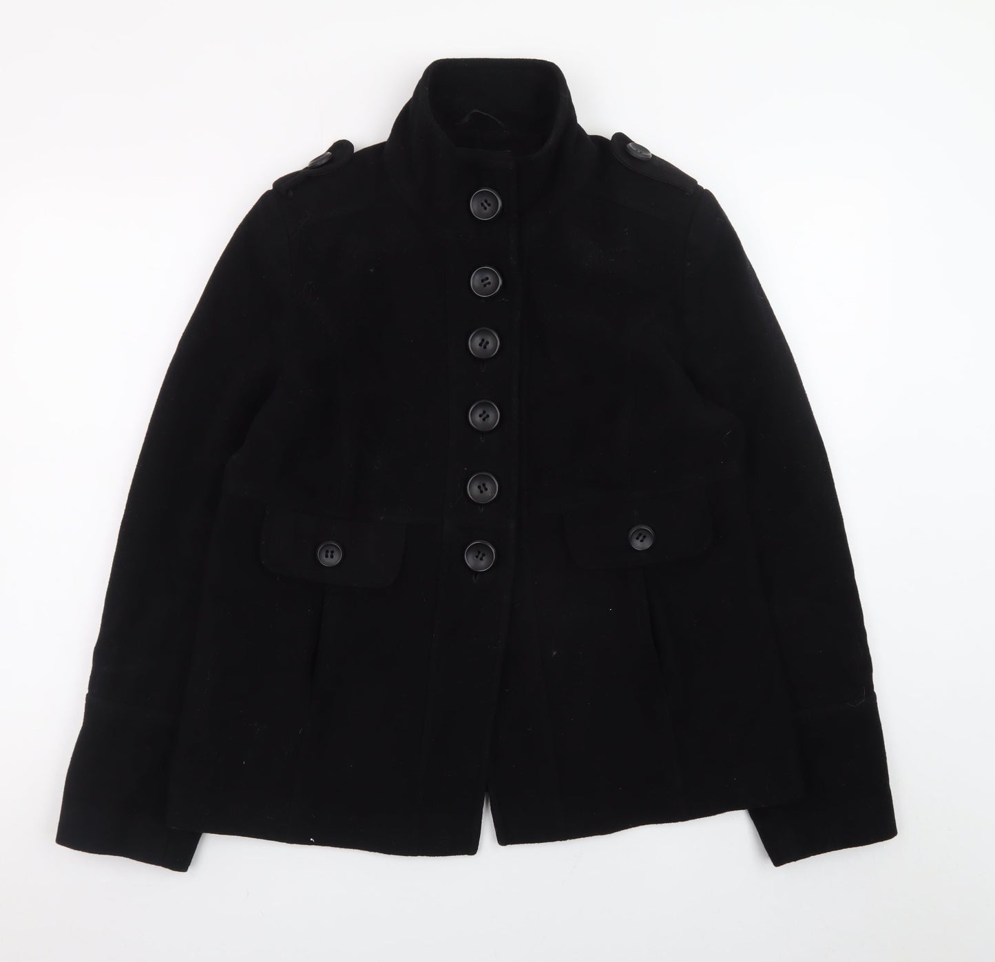 Dorothy Perkins Women's Black Military Button Short Jacket Size 12