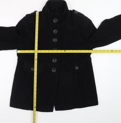 Dorothy Perkins Women's Black Military Button Short Jacket Size 12