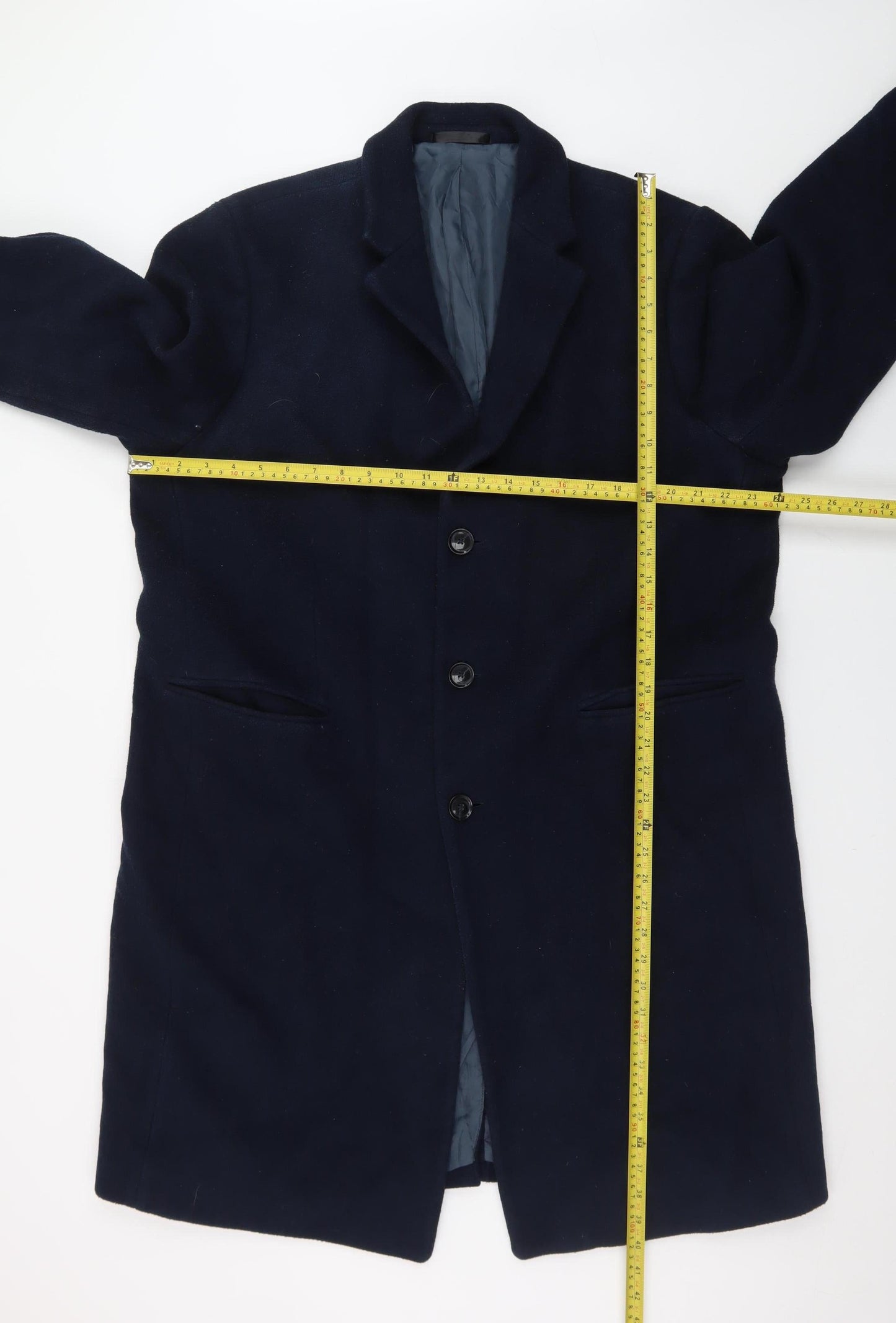 Marks and Spencer Men's Navy Wool Overcoat XXL 44in Regular Fit