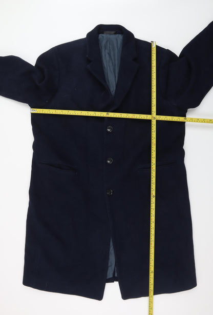 Marks and Spencer Men's Navy Wool Overcoat XXL 44in Regular Fit