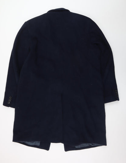 Marks and Spencer Men's Navy Wool Overcoat XXL 44in Regular Fit
