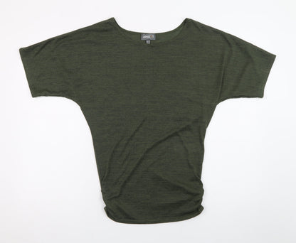 Apricot Womens Green Relaxed Fit Boat Neck Dolman T-Shirt Size 8