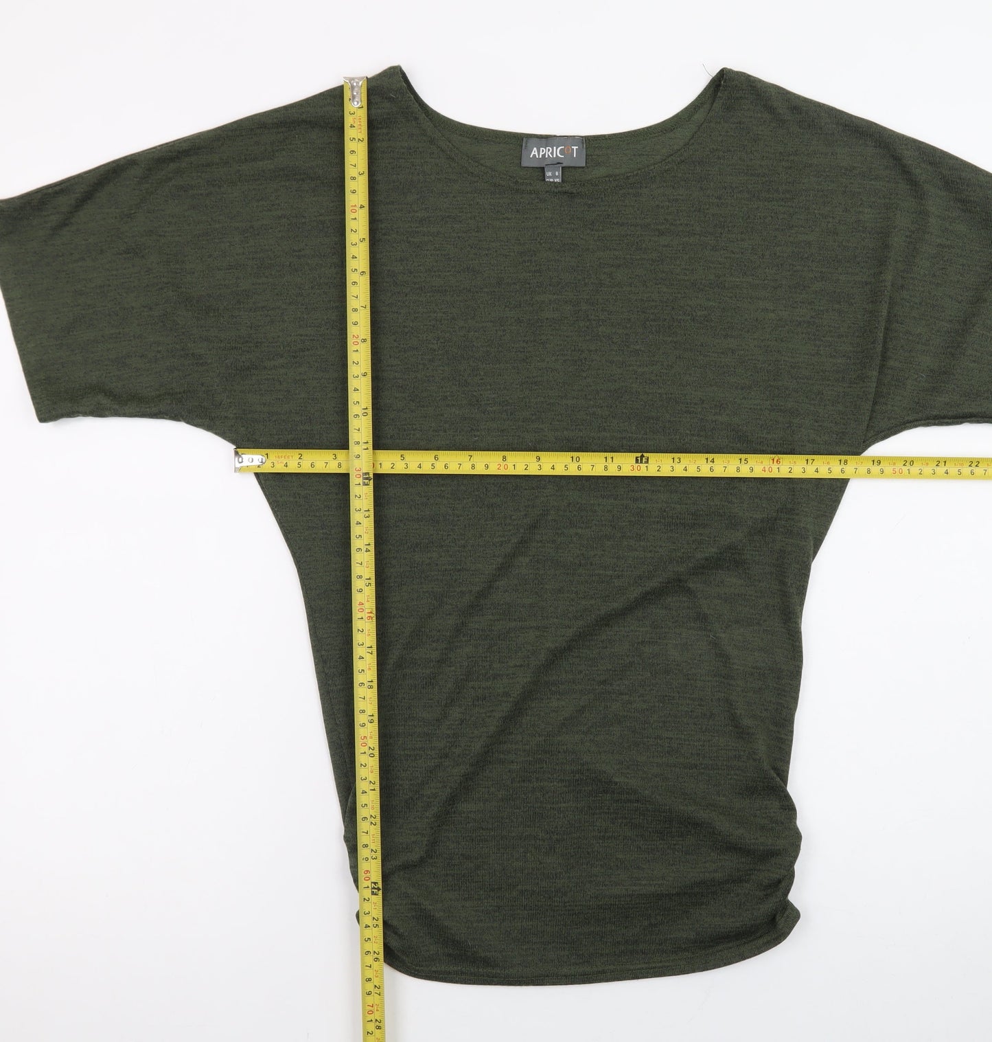 Apricot Womens Green Relaxed Fit Boat Neck Dolman T-Shirt Size 8
