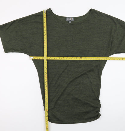 Apricot Womens Green Relaxed Fit Boat Neck Dolman T-Shirt Size 8