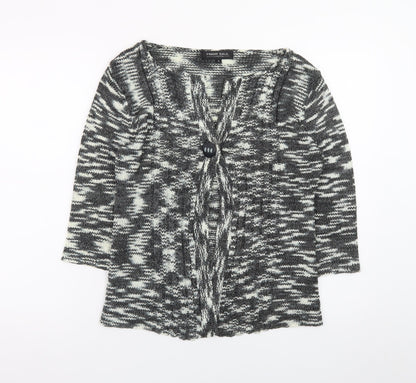 Frank Saul Women's Grey Knit Cardigan Small V-Neck 3/4 Sleeve