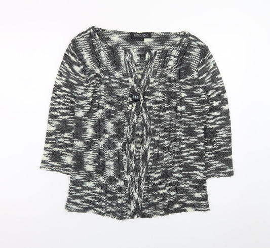 Frank Saul Women's Grey Knit Cardigan Small V-Neck 3/4 Sleeve