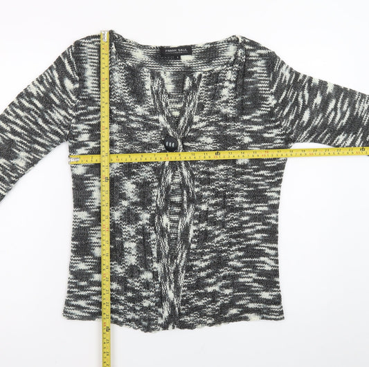 Frank Saul Women's Grey Knit Cardigan Small V-Neck 3/4 Sleeve