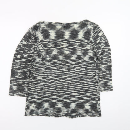 Frank Saul Women's Grey Knit Cardigan Small V-Neck 3/4 Sleeve
