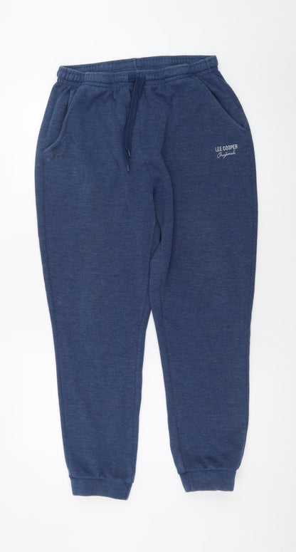 Lee Cooper Men's Blue Jogger Trousers L Regular Fit Elastic Waist
