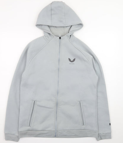Castore Mens Grey Full Zip Hoodie L Regular Fit Lightweight