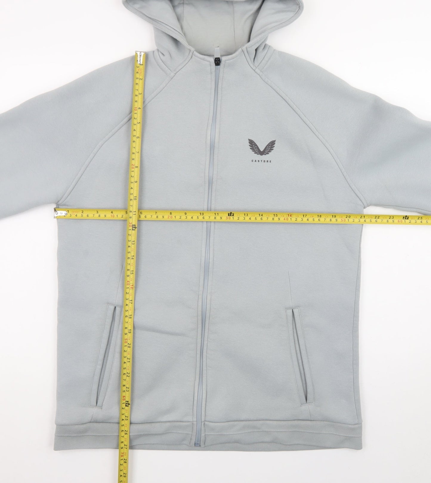 Castore Mens Grey Full Zip Hoodie L Regular Fit Lightweight