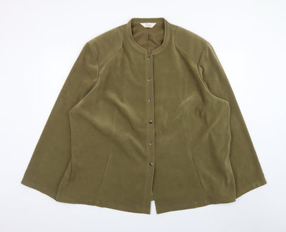 Elvi Womens Green Plus Size 26 Long Sleeve Suede Look Jacket