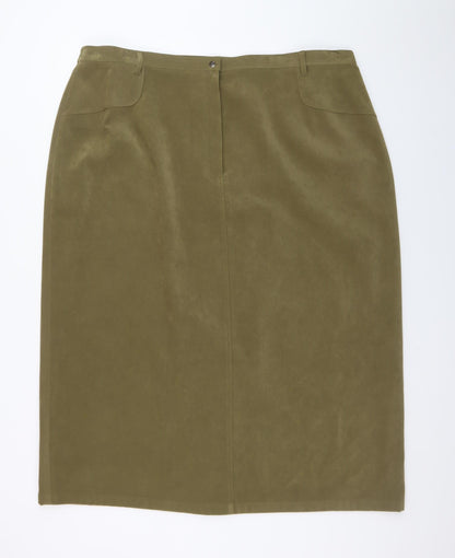 Elvi Women's Green Size 26 Pencil Skirt Knee Length Polyester