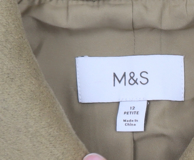 Marks and Spencer Women's Beige Wool Blend Petite Coat Size 12
