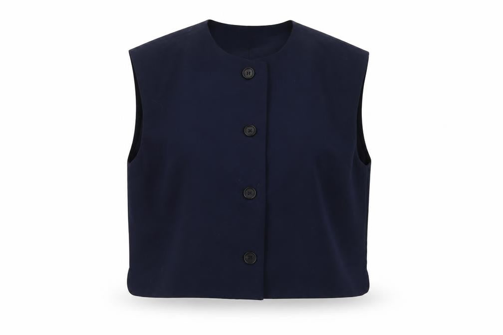 Zara Women's Blue Sleeveless Cropped Button Blouse Size 12