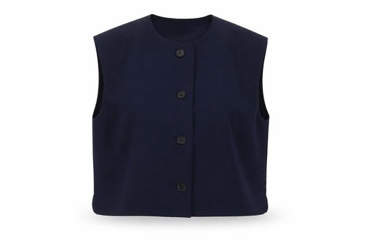 Zara Women's Blue Sleeveless Cropped Button Blouse Size 12