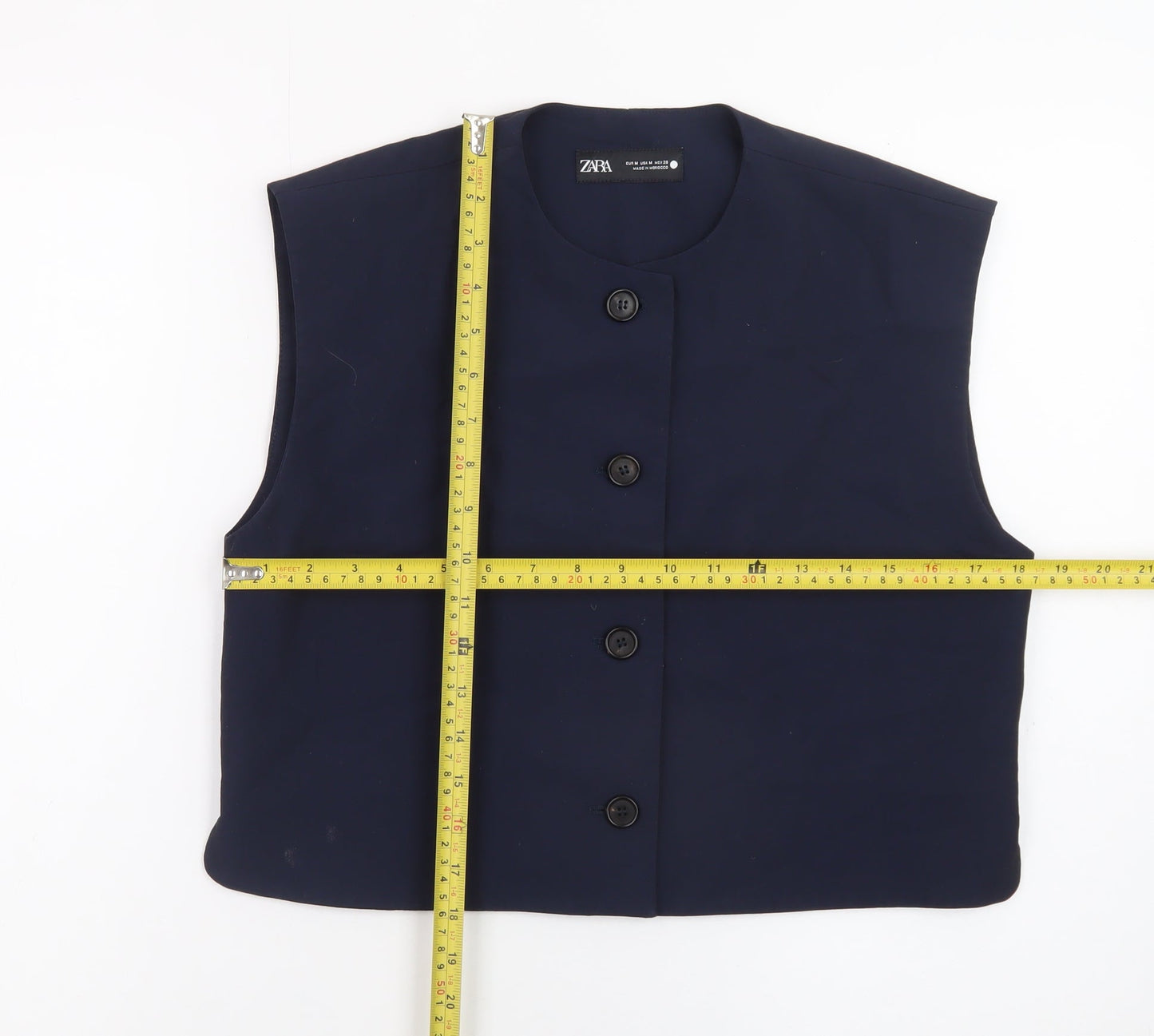 Zara Women's Blue Sleeveless Cropped Button Blouse Size 12