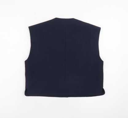 Zara Women's Blue Sleeveless Cropped Button Blouse Size 12