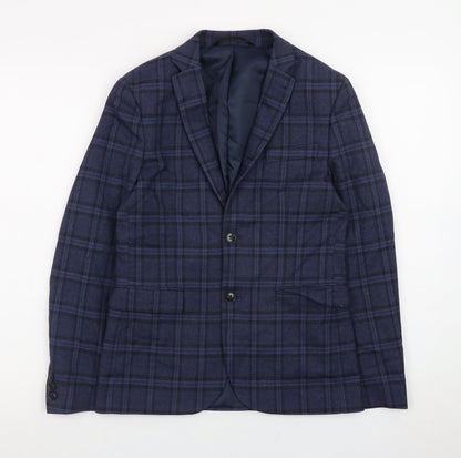 Next Teens Blue Check Blazer Size 4 Regular Fit Lined Jacket