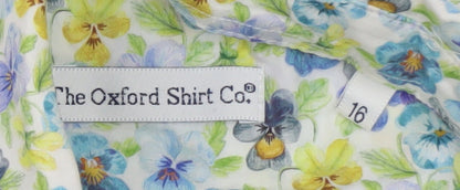 The Oxford Shirt Co. Womens Multicoloured Floral Cotton Button-Up Shirt Size 16