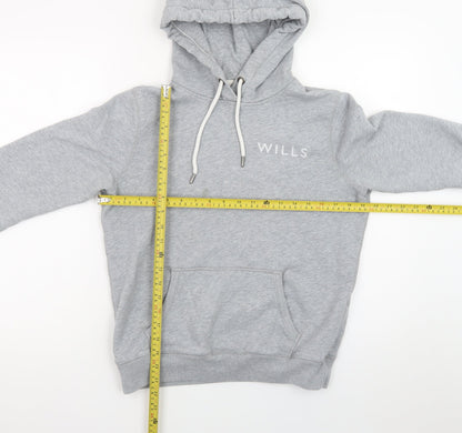 Jack Wills Women's Grey Pullover Hoodie UK 12 with Logo Print