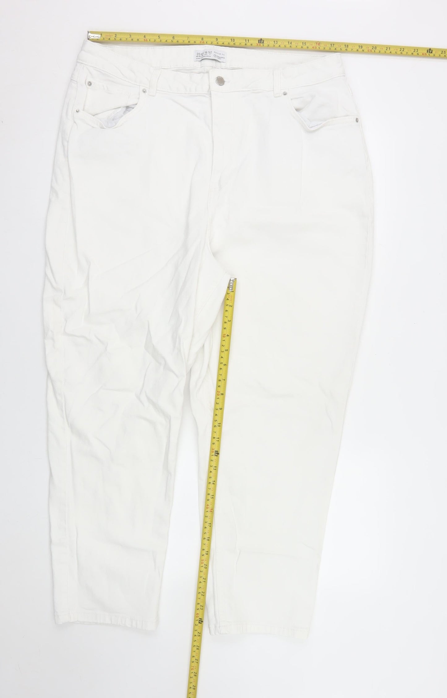 Primark Womens White Size 20 Straight Leg Denim Jeans