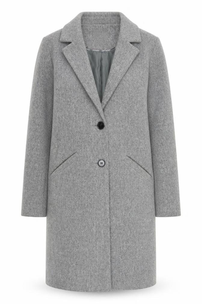 Primark Women's Grey Wool Blend Mid-Length Overcoat Size 8