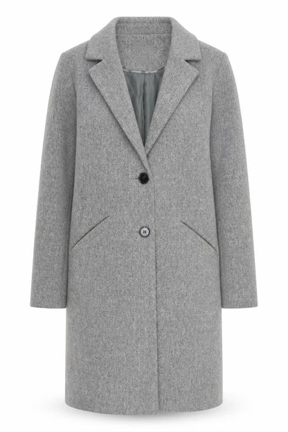 Primark Women's Grey Wool Blend Mid-Length Overcoat Size 8