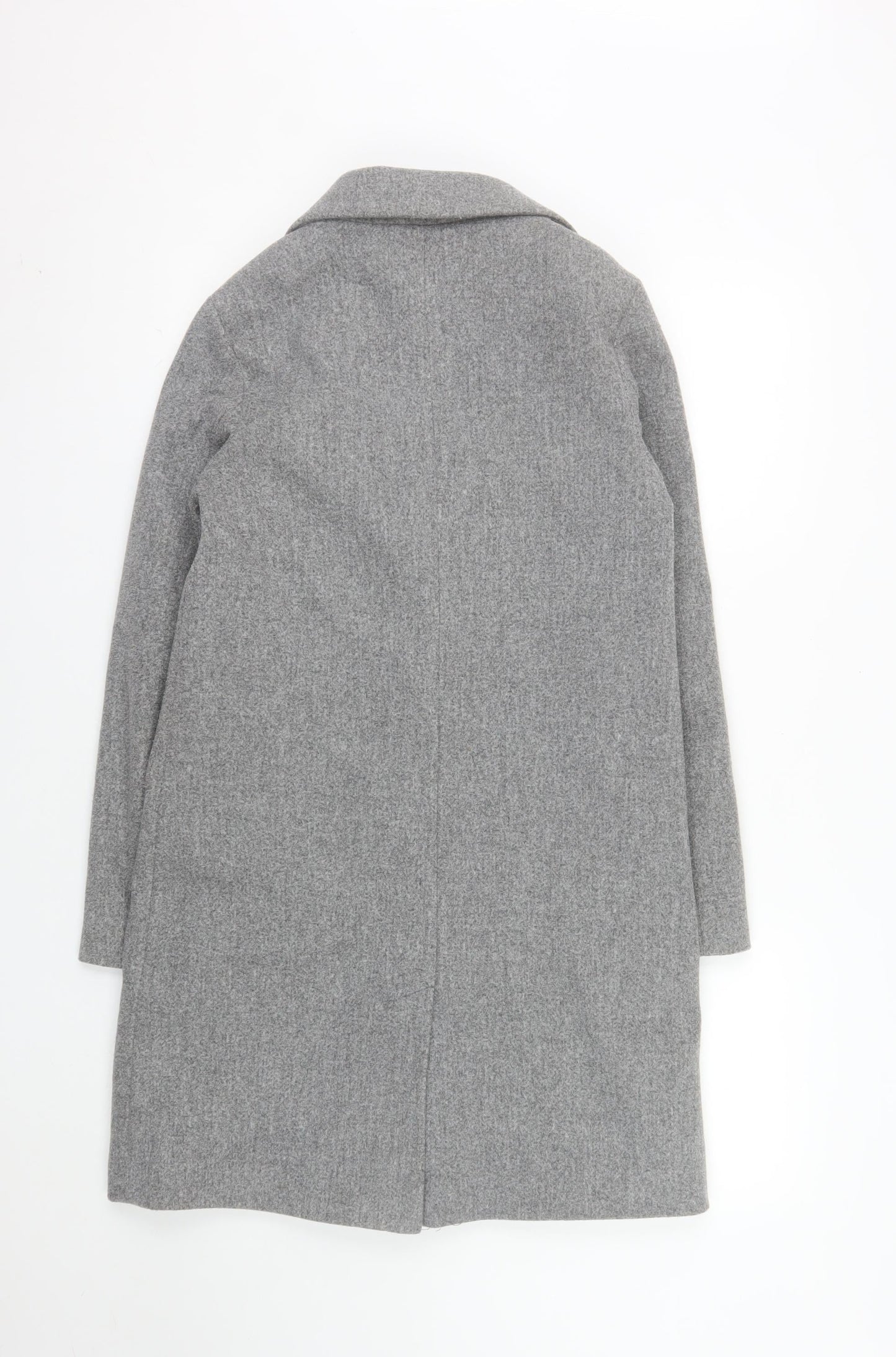 Primark Women's Grey Wool Blend Mid-Length Overcoat Size 8