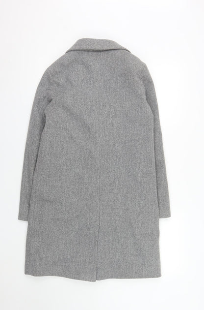 Primark Women's Grey Wool Blend Mid-Length Overcoat Size 8