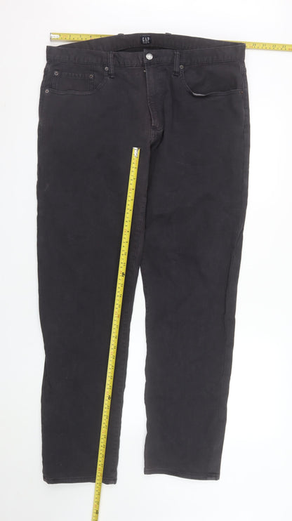 GAP Men's Black 36x32 Straight Fit Stretch Denim Jeans