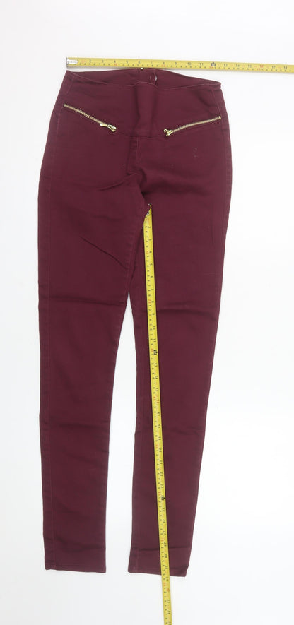VERO MODA Women's Red Skinny Stretch Jeans XS Slim Fit Mid Rise